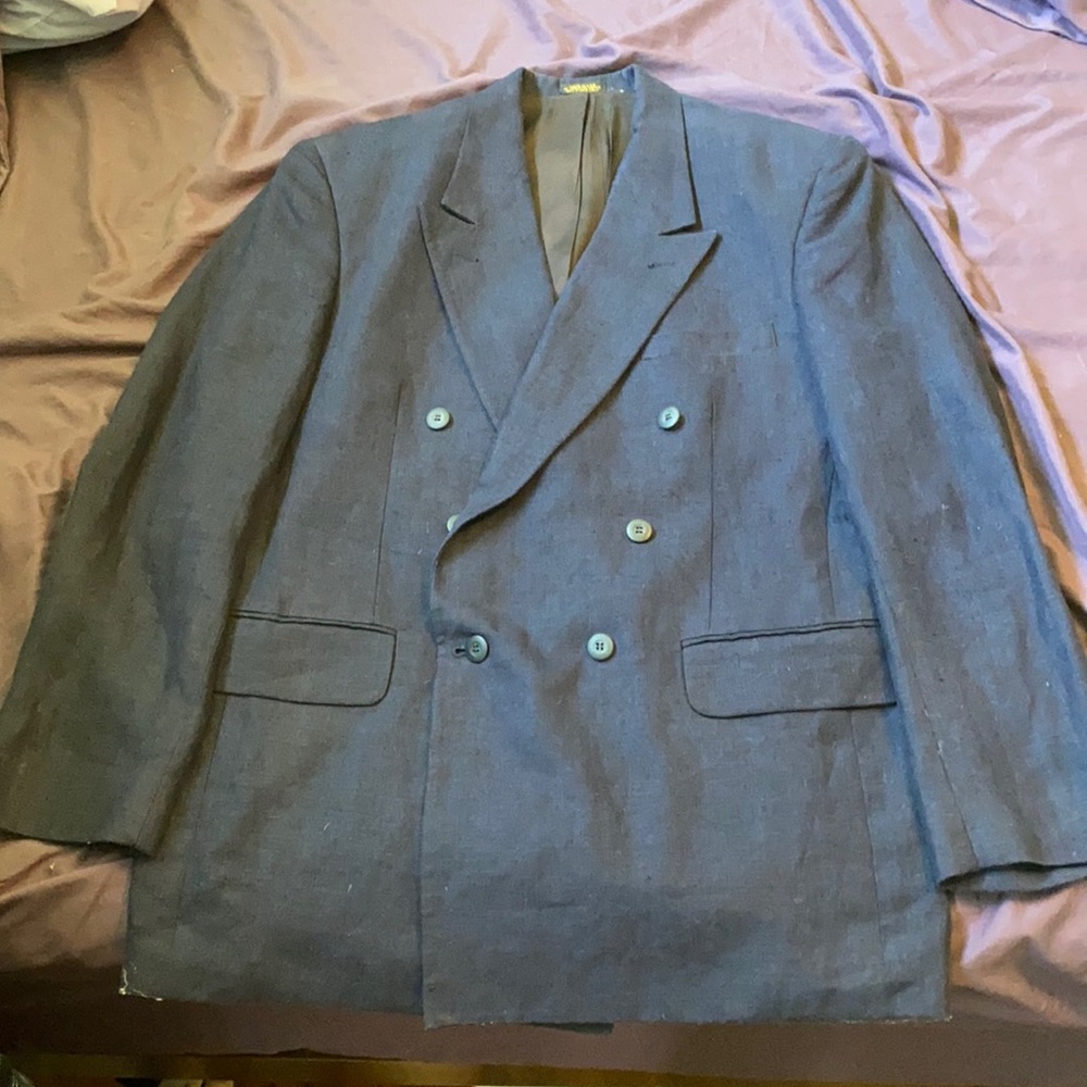 Navy Blue Robert Stock Linen Blazer